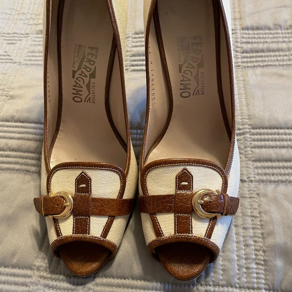 Salvatore Ferragamo Open Toed Heels, Size 9